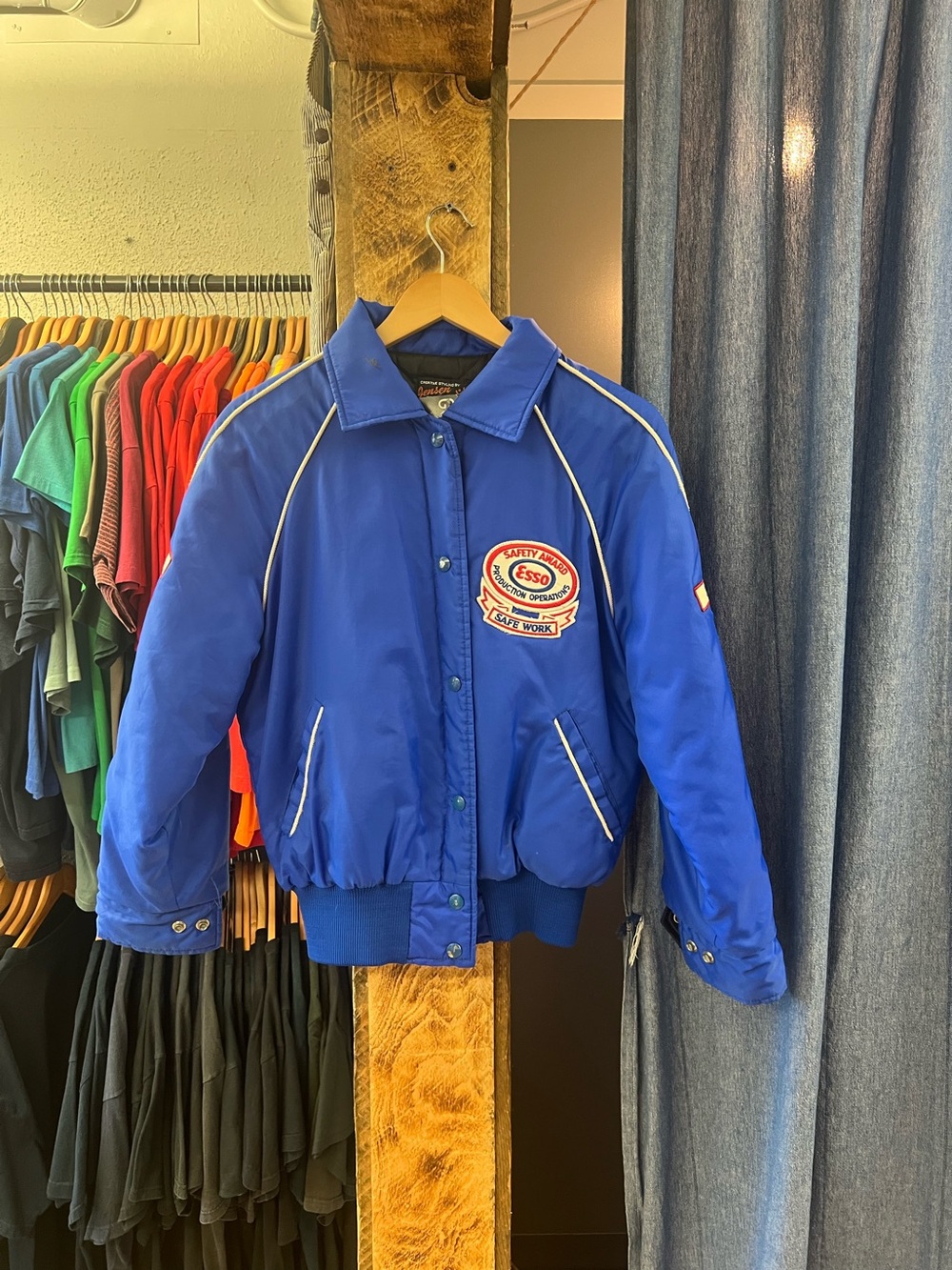 Vintage Esso Blue Racing Bomber Jacket